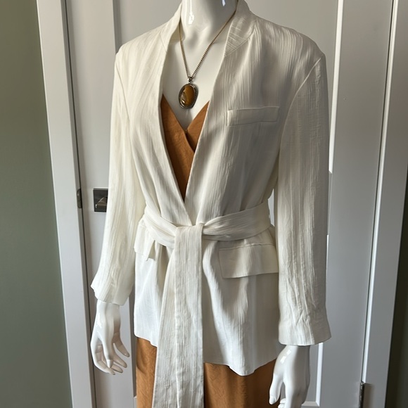 Zara Woman Textured White Blazer Jacket - Picture 1 of 17